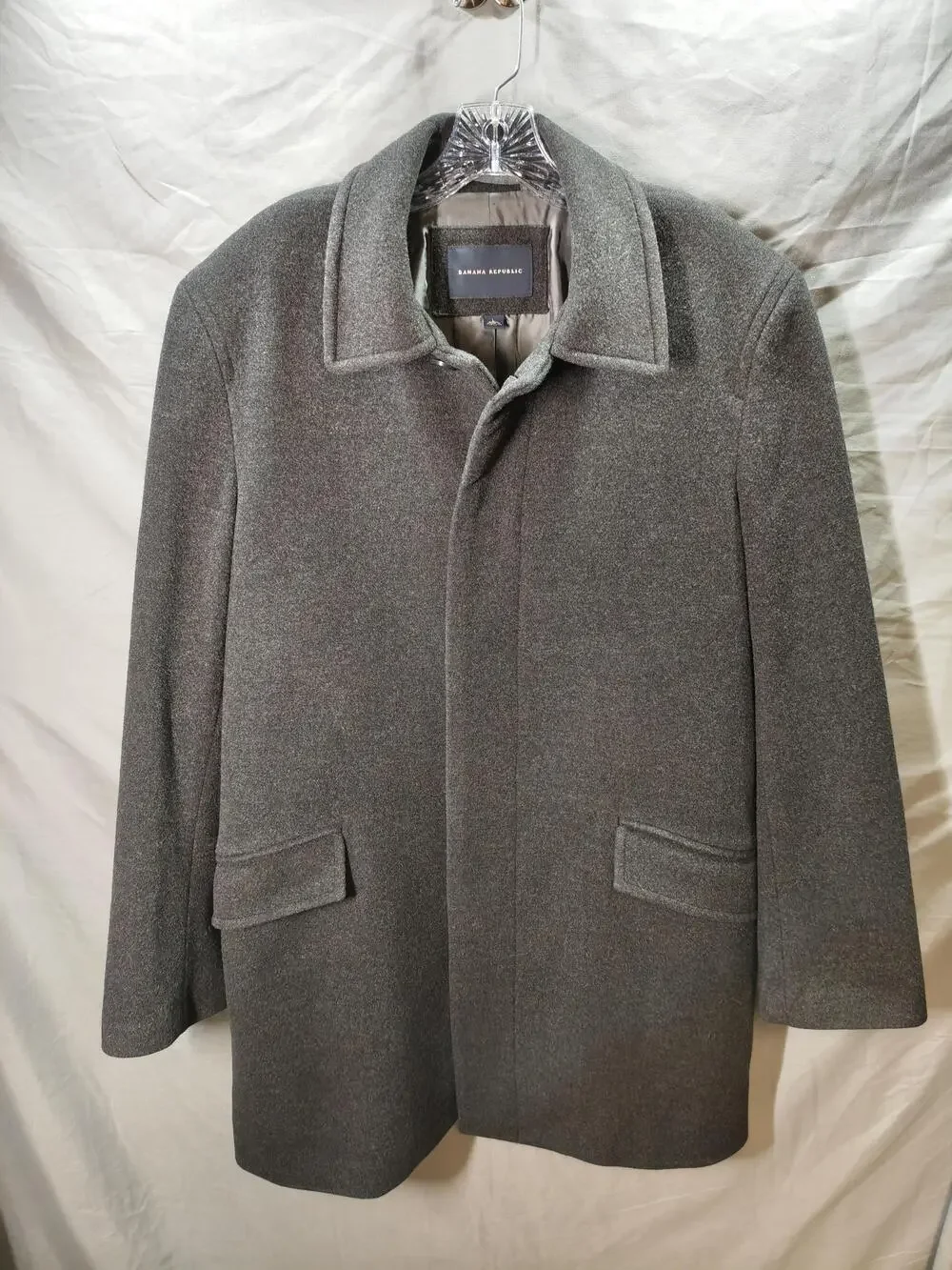 Banana Republic Coat Mens Large Wool Blend Overcoat Classic Dress Formal